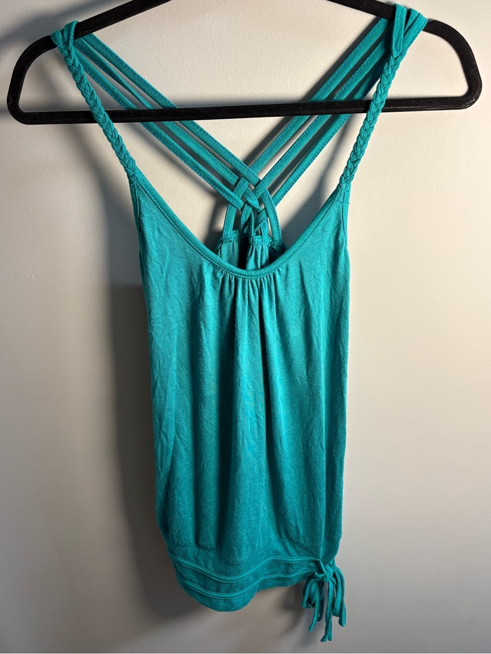 Braided-Strap Teal Camisole with Side Tie
